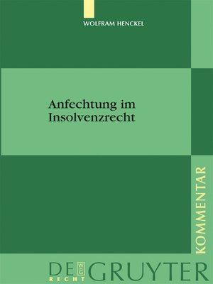 cover image of Anfechtung im Insolvenzrecht